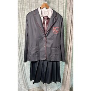 Matilda the Musical Cosplay Costume Grey white‎ Red School Gray Youth X-Large